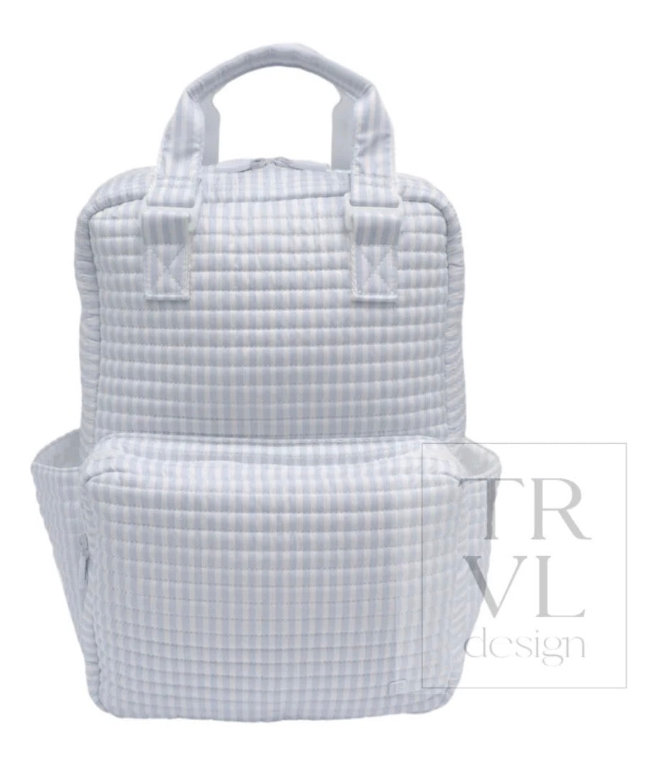 Quilted Backpack , Pimlico Stripe Blue