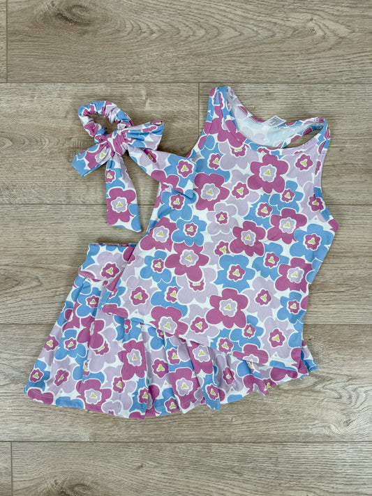 Floral Pink 3 Piece Set tank, scrunchie, skort