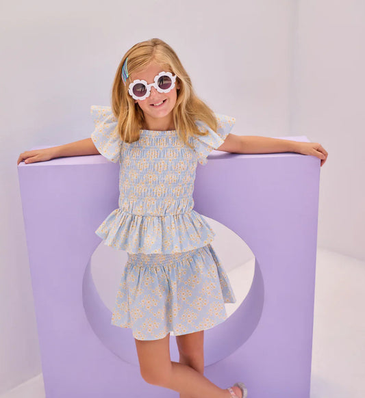 India Top-Blue Ditsy Floral