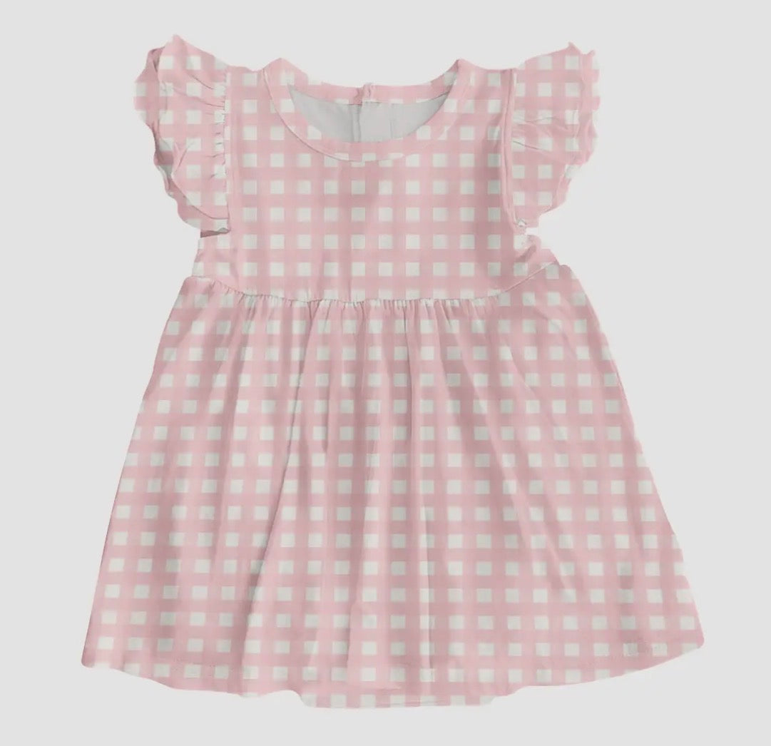 Pink Gingham Bodysuit Dress
