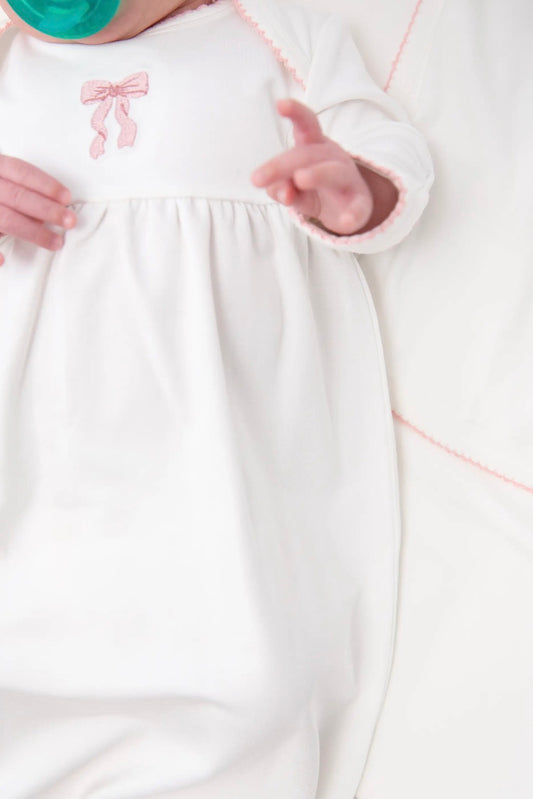 Pip Embroidered Gown-Bow NB