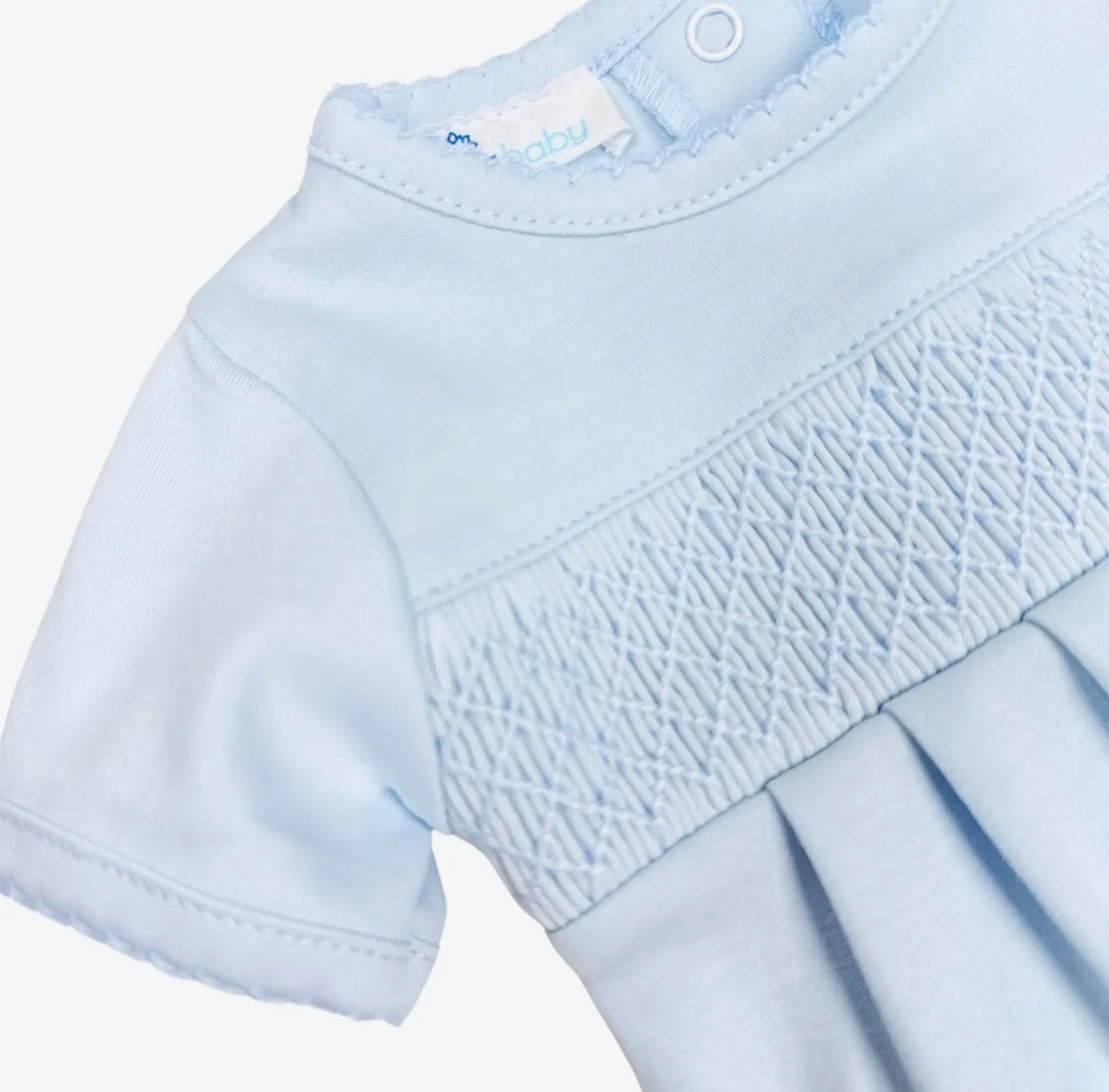 Blue Solid Smocked Bubble
