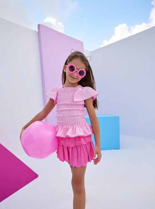 Tiered Skort, Hot Pink