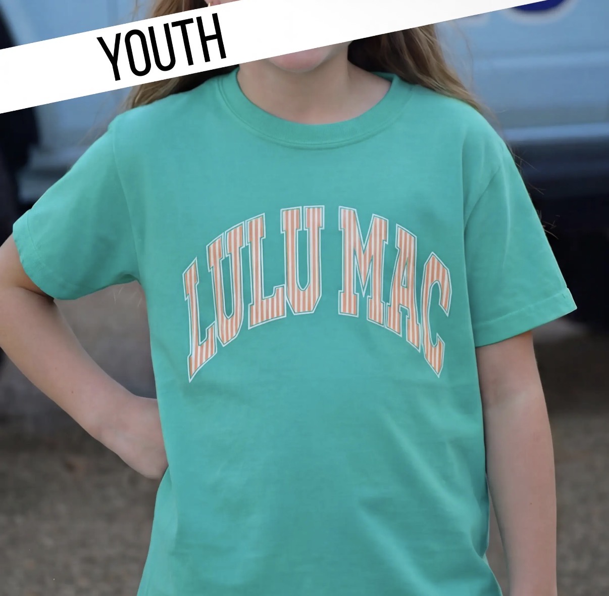 Lulu Mac Stripe Cream Sickle Sky/Island Green Tee