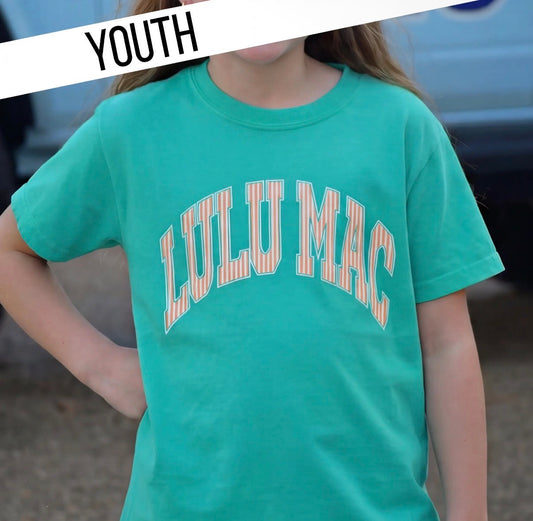 Lulu Mac Stripe Cream Sickle Sky/Island Green Tee