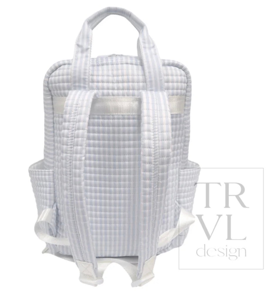 Quilted Backpack , Pimlico Stripe Blue
