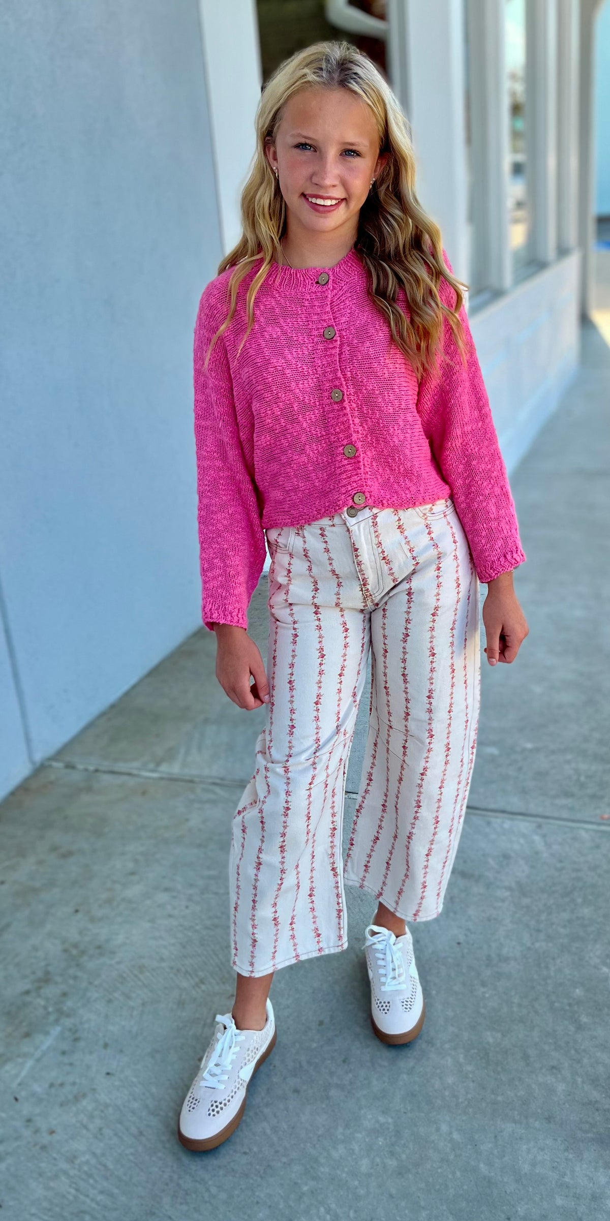 Pink Button Down Cardigan
