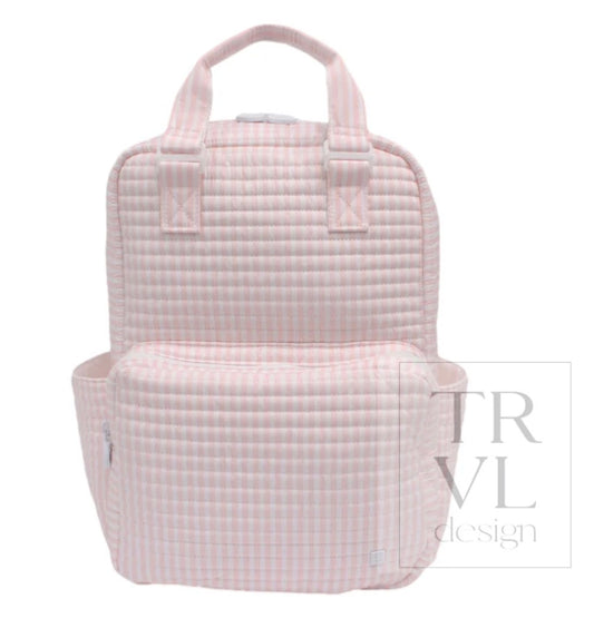 Quilted Backpack , Pimlico Stripe Pink