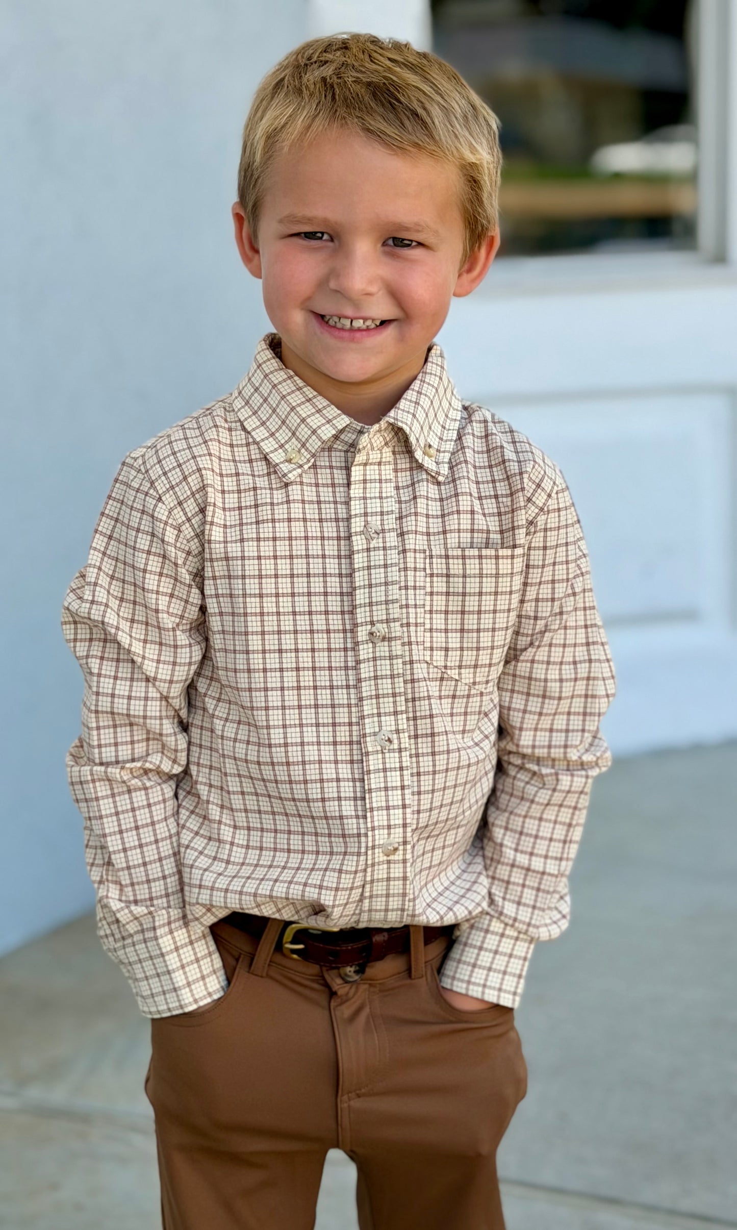 Pierfront Performance Buttondown, Buckskin Plaid