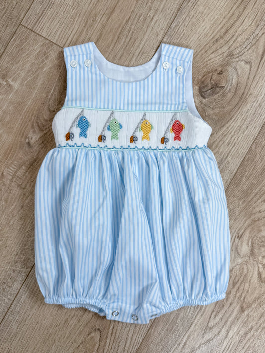 Fish Smocked Boy Bubble