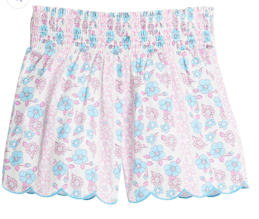 Scallop Shorts Marguerite Floral Pink