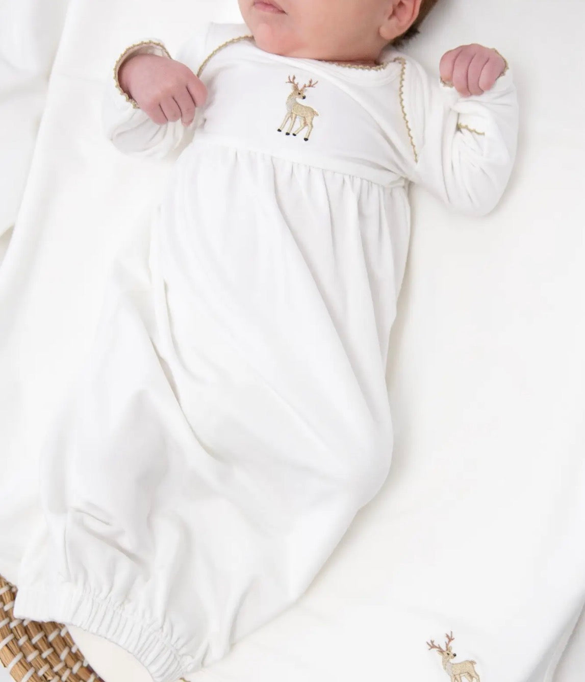 Pip Embroidered Gown-Deer NB