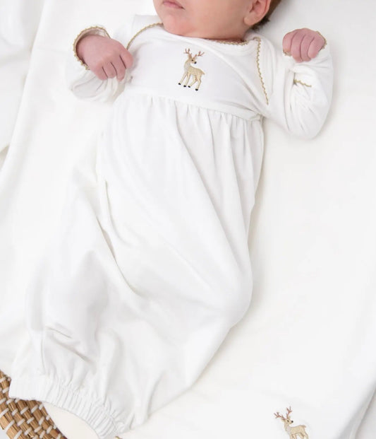 Pip Embroidered Gown-Deer NB
