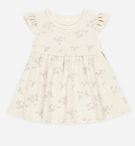 FLUTTER SLEEVE DRESS || BLUE DITSY NATURAL 2-3Y