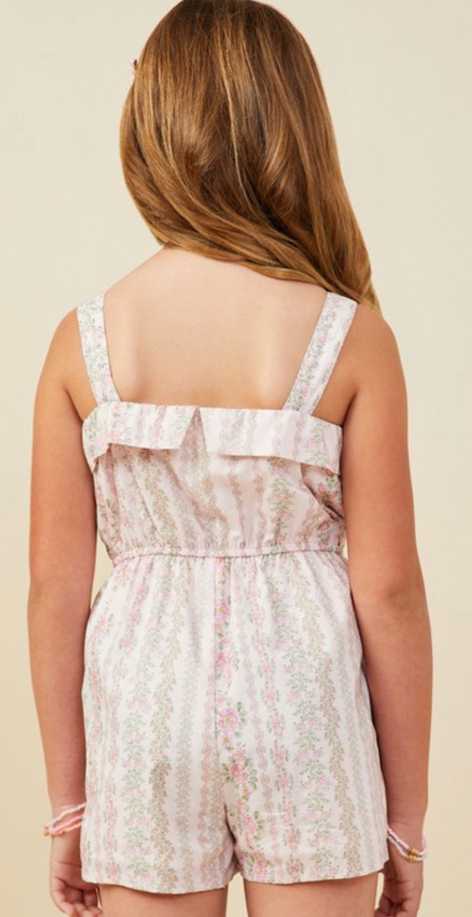 Blush Floral Pattern Printed Sleeveless Romper