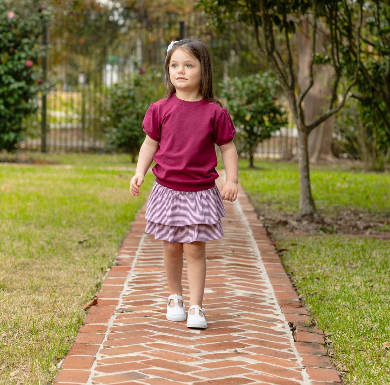Rosemary Skort-Cranberry Stripe