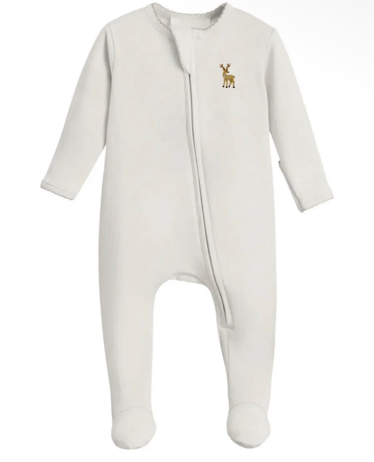 Pip Embroidered Zip Romper-Deer