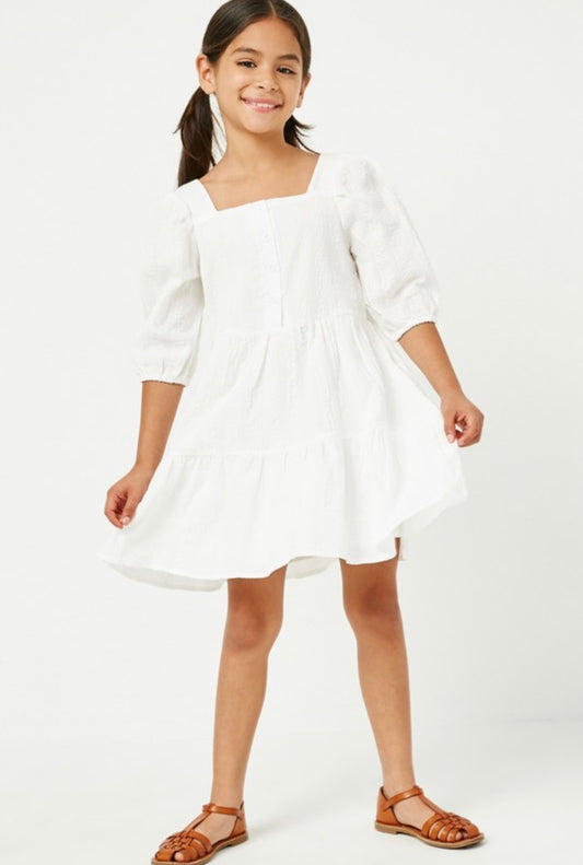 Off White Squared Neck Dress