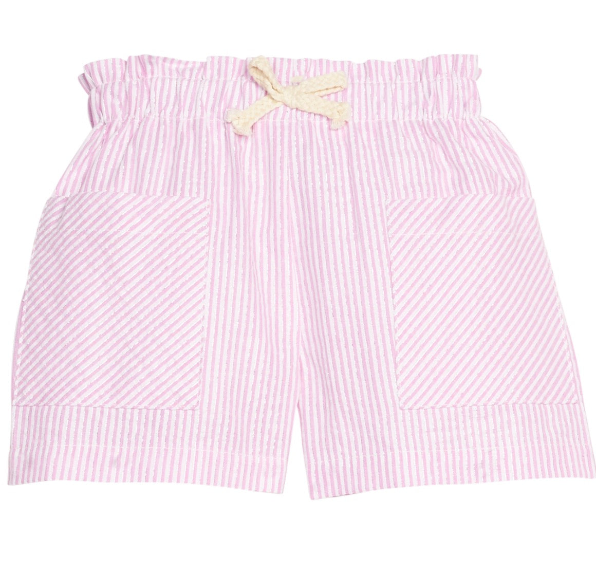 Patch Pocket Shorts-Pink Sparkle Seersucker