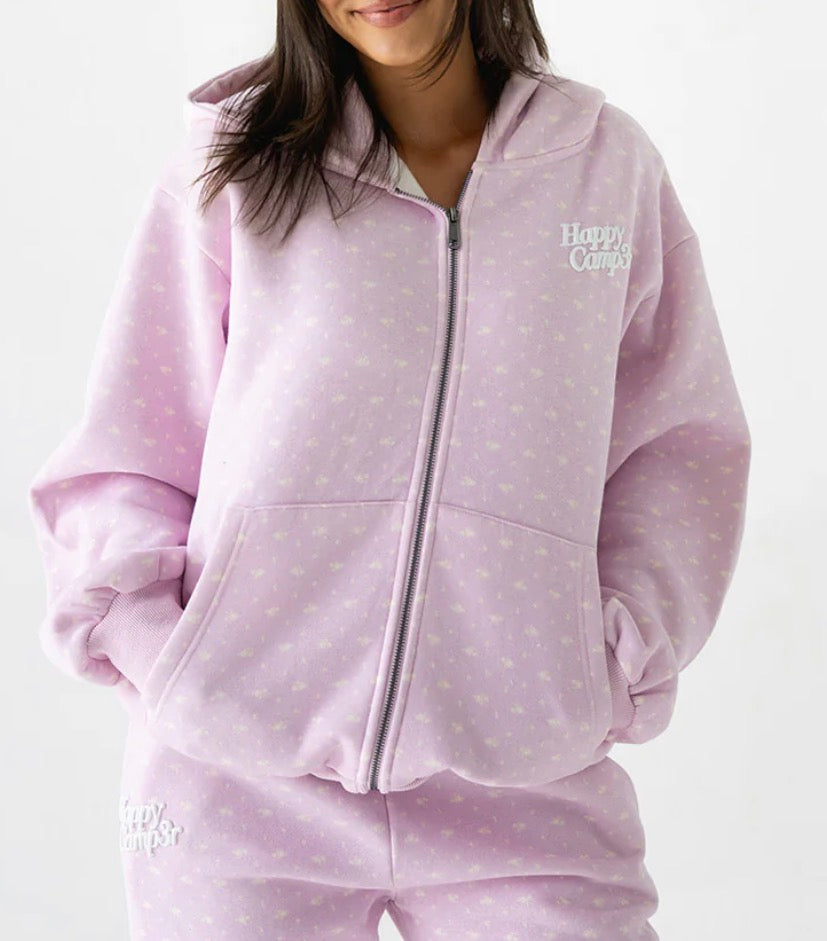 Lilac Bloom Zip Up Hoodie