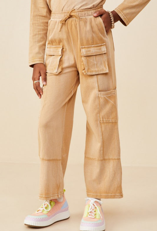 Taupe Cargo Pocket Wide Leg Pants