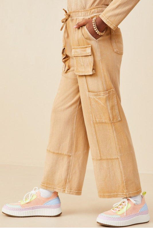 Taupe Cargo Pocket Wide Leg Pants