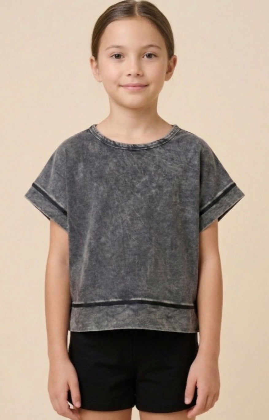 Black Open Tulip Back Tee