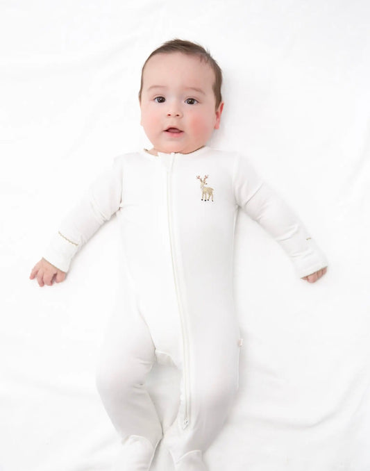 Pip Embroidered Zip Romper-Deer