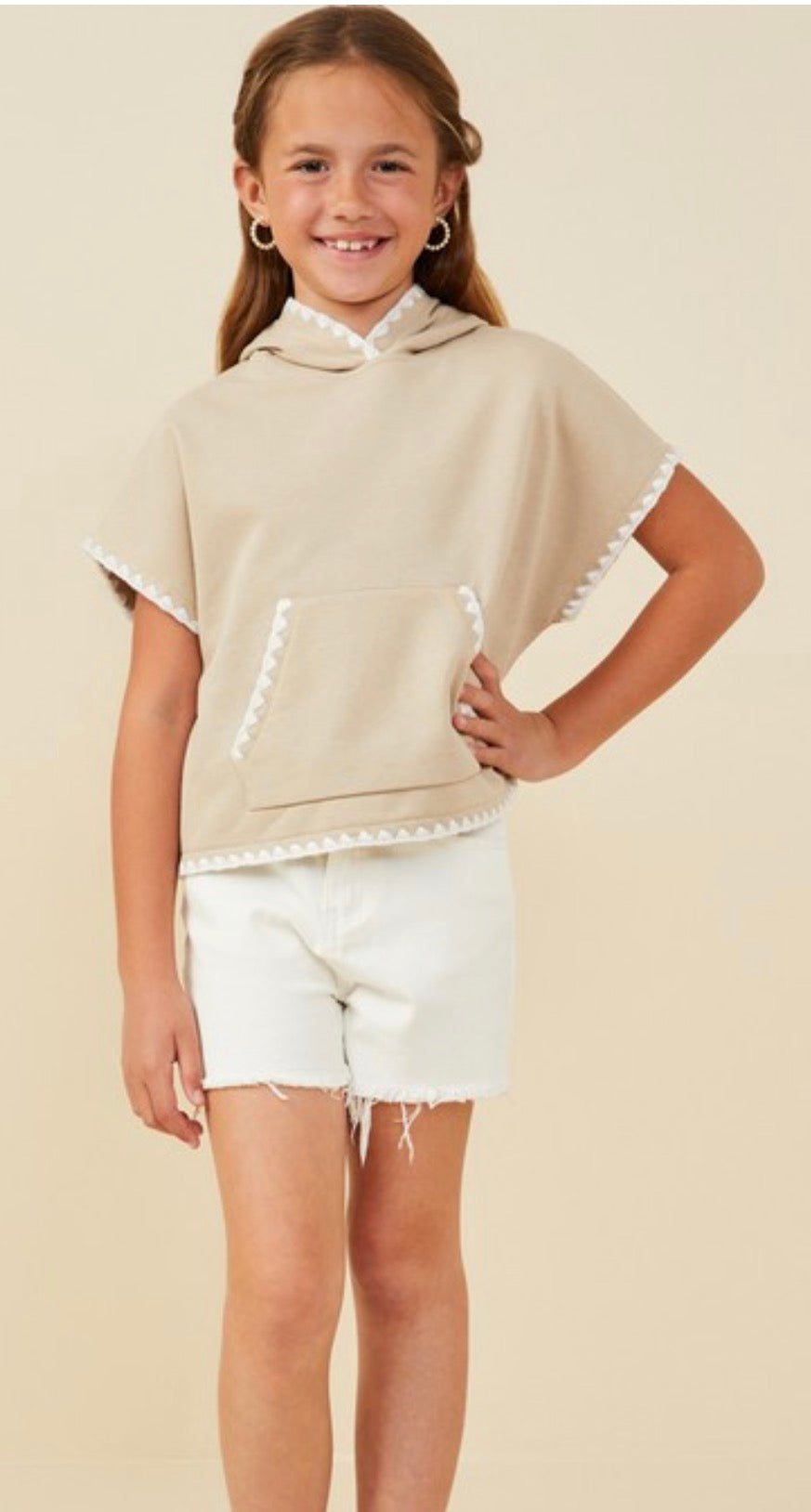 Crochet Stitched Hooded Top