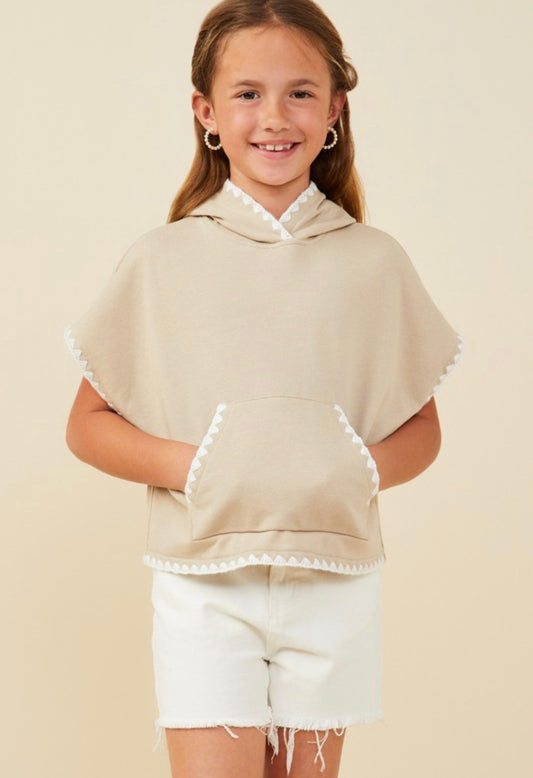 Crochet Stitched Hooded Top