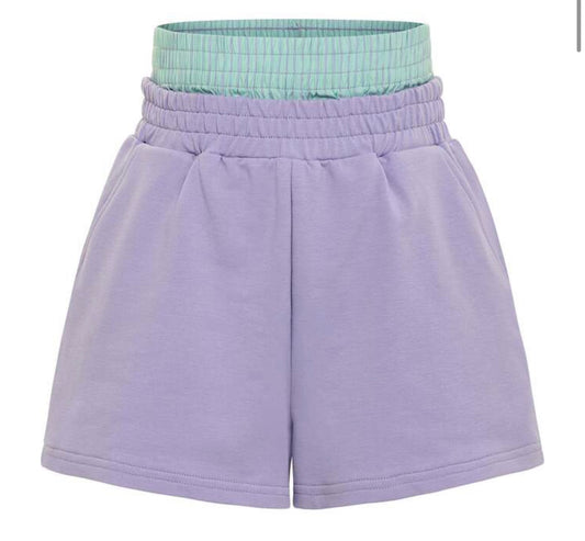 Purple Comer Double Banded Shorts