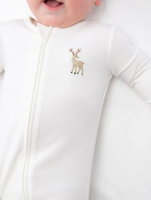 Pip Embroidered Zip Romper-Deer