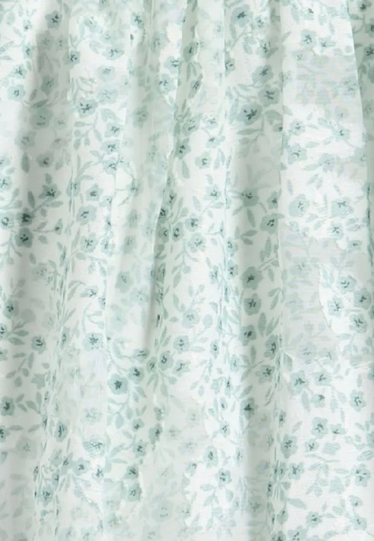 Sage Printed Puff Sleeve Babydoll Dress