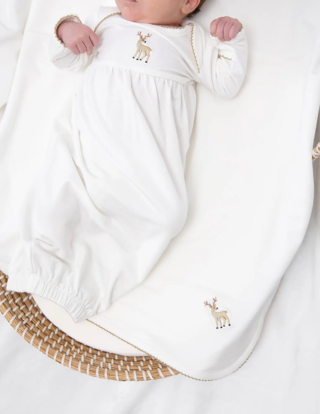 Pip Embroidered Blanket-Deer