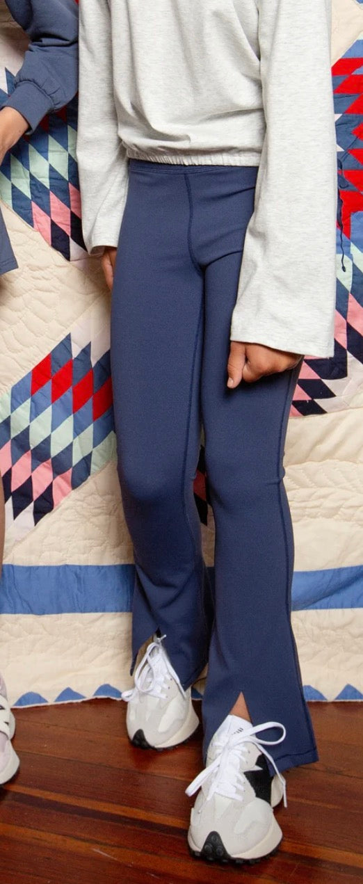 Adele Split Flare Leggings-Navy