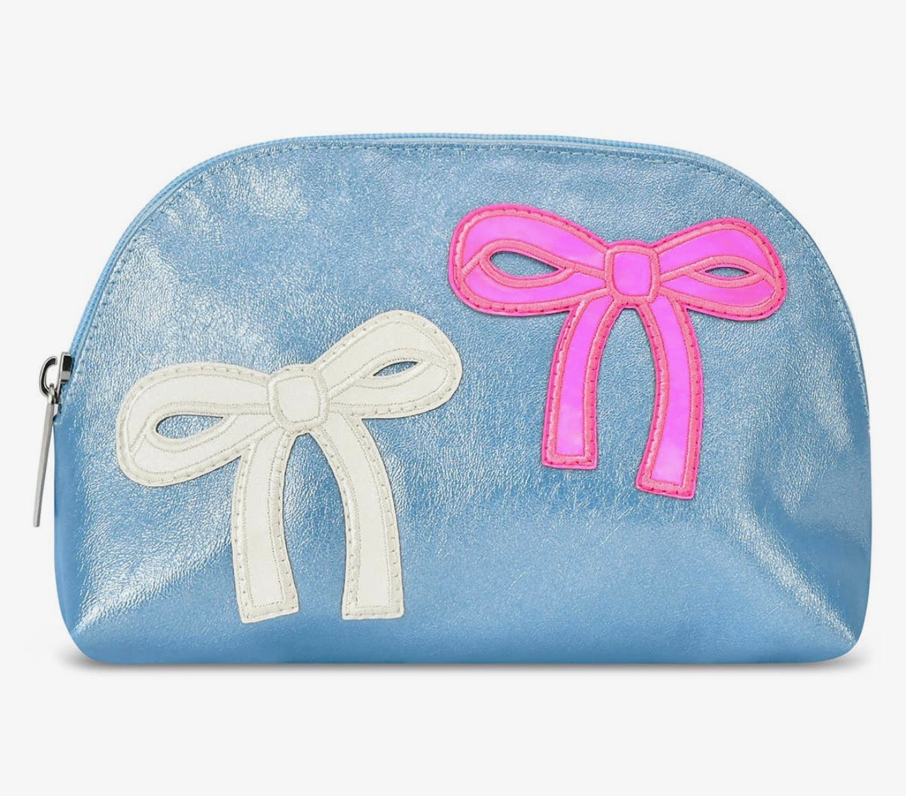 Patched Bow Oval Cosmetic Bag