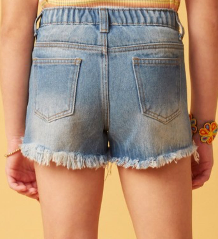 Denim Pocket Distressed Shorts