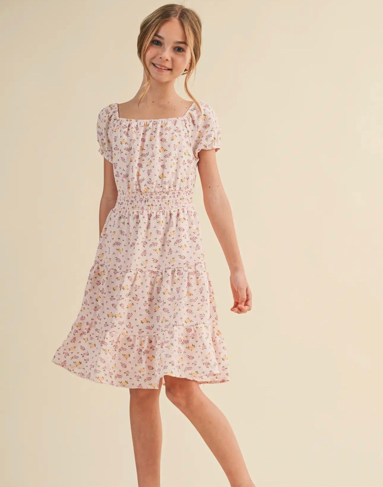 Peasant Sleeve Smocked Waist Dress