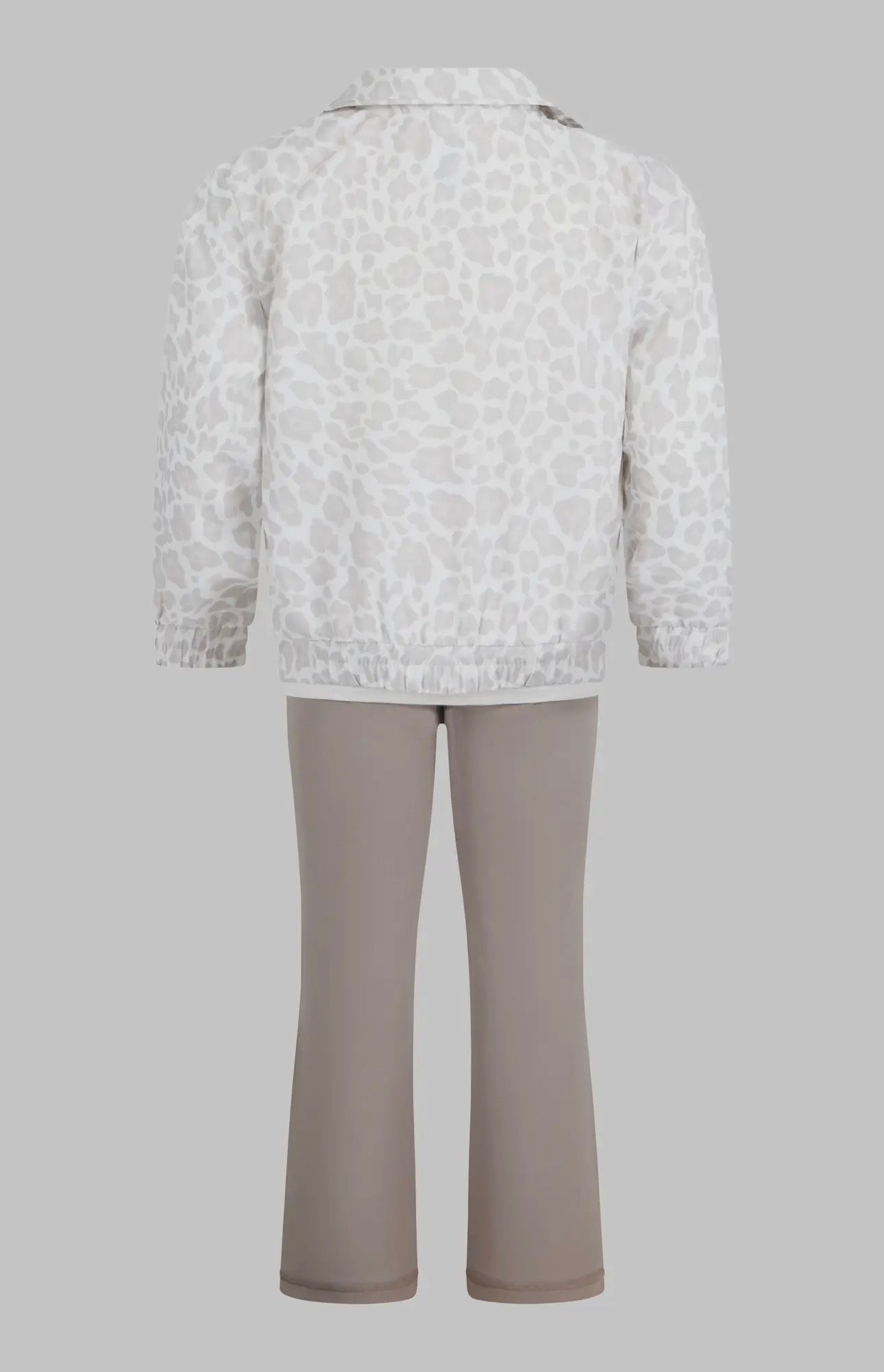 Toddler Half Zip Leopard Windbreaker, Tee, Flares SET