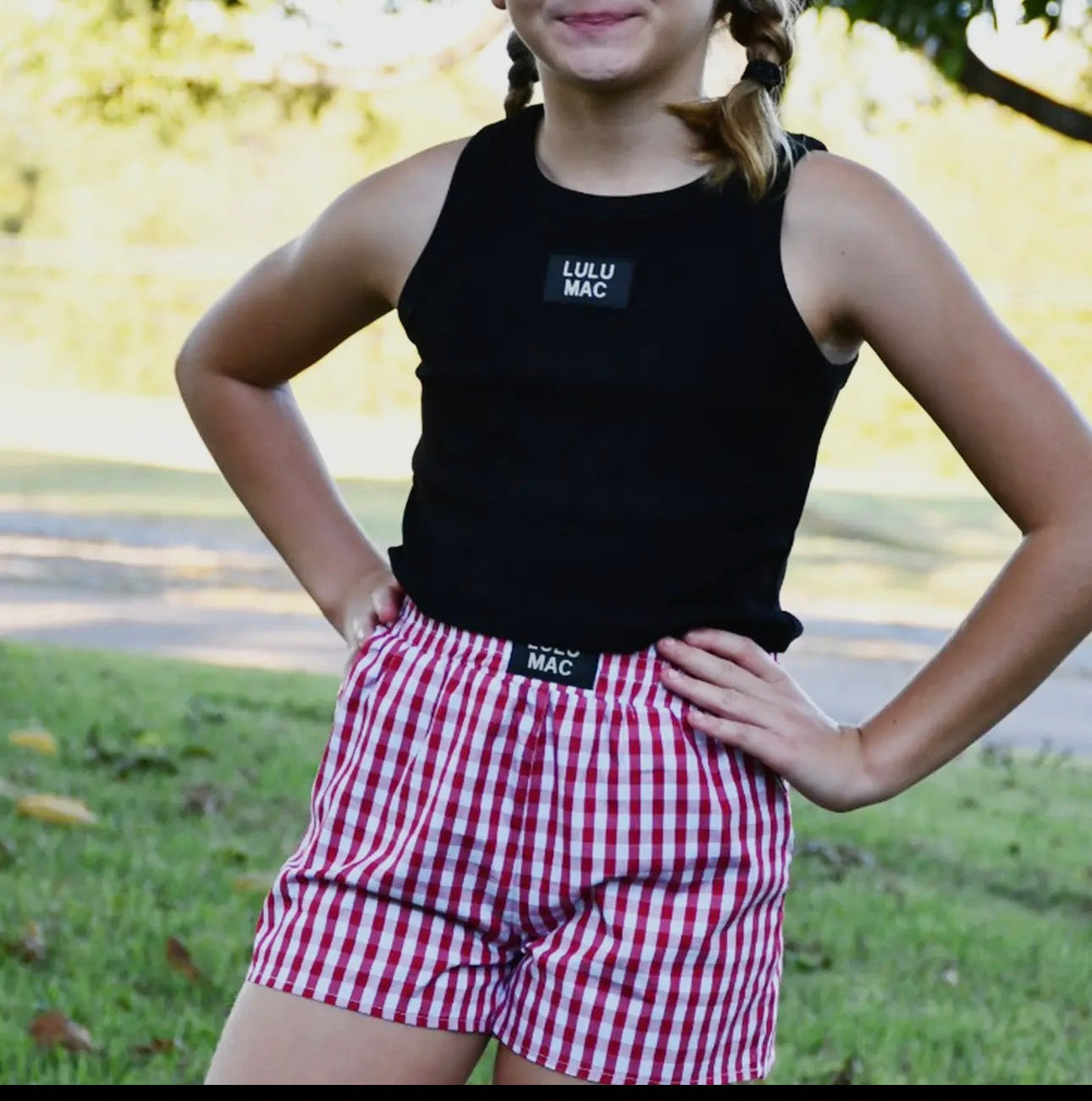 Lulu Mac Shorts, Red Checkered