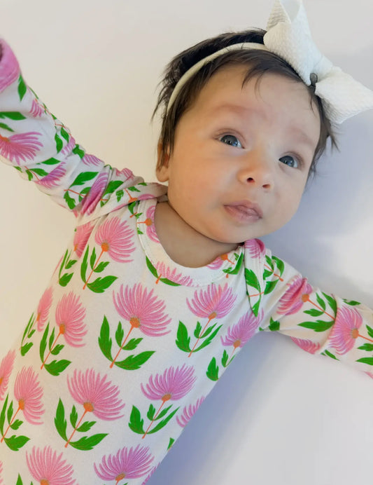 Knotted Gown , Pink Block Flower
