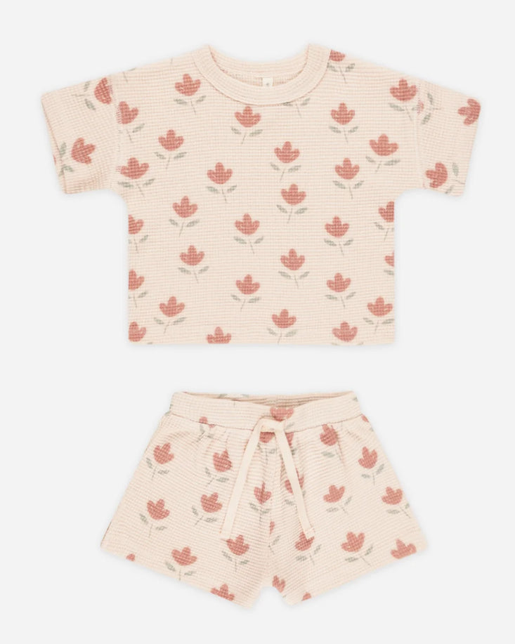 WAFFLE TEE + SHORT SET || TULIPS