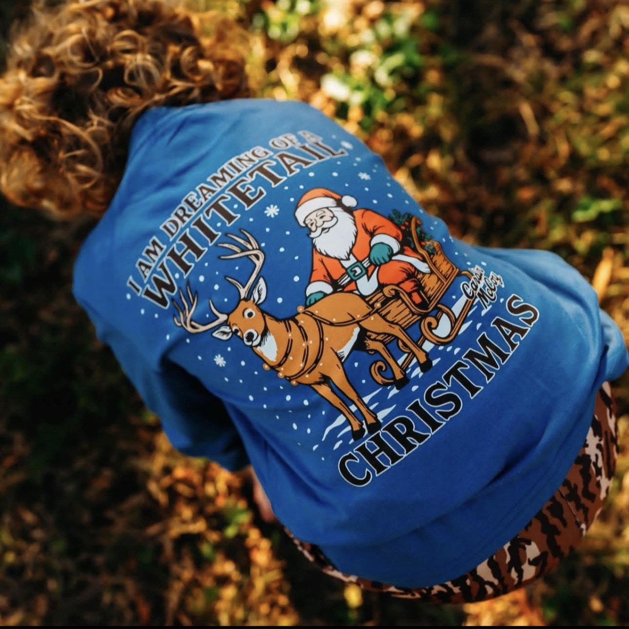 Long Sleeve Cardin McCoy , Blue Whitetail Christmas