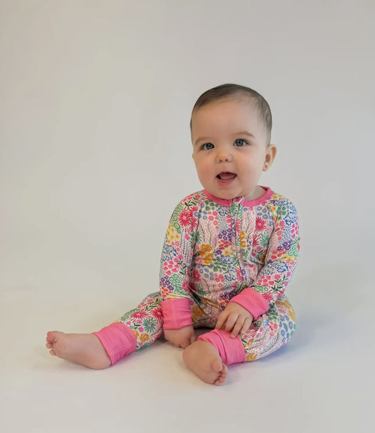 Flower Fields Ruffle Zip Pajamas