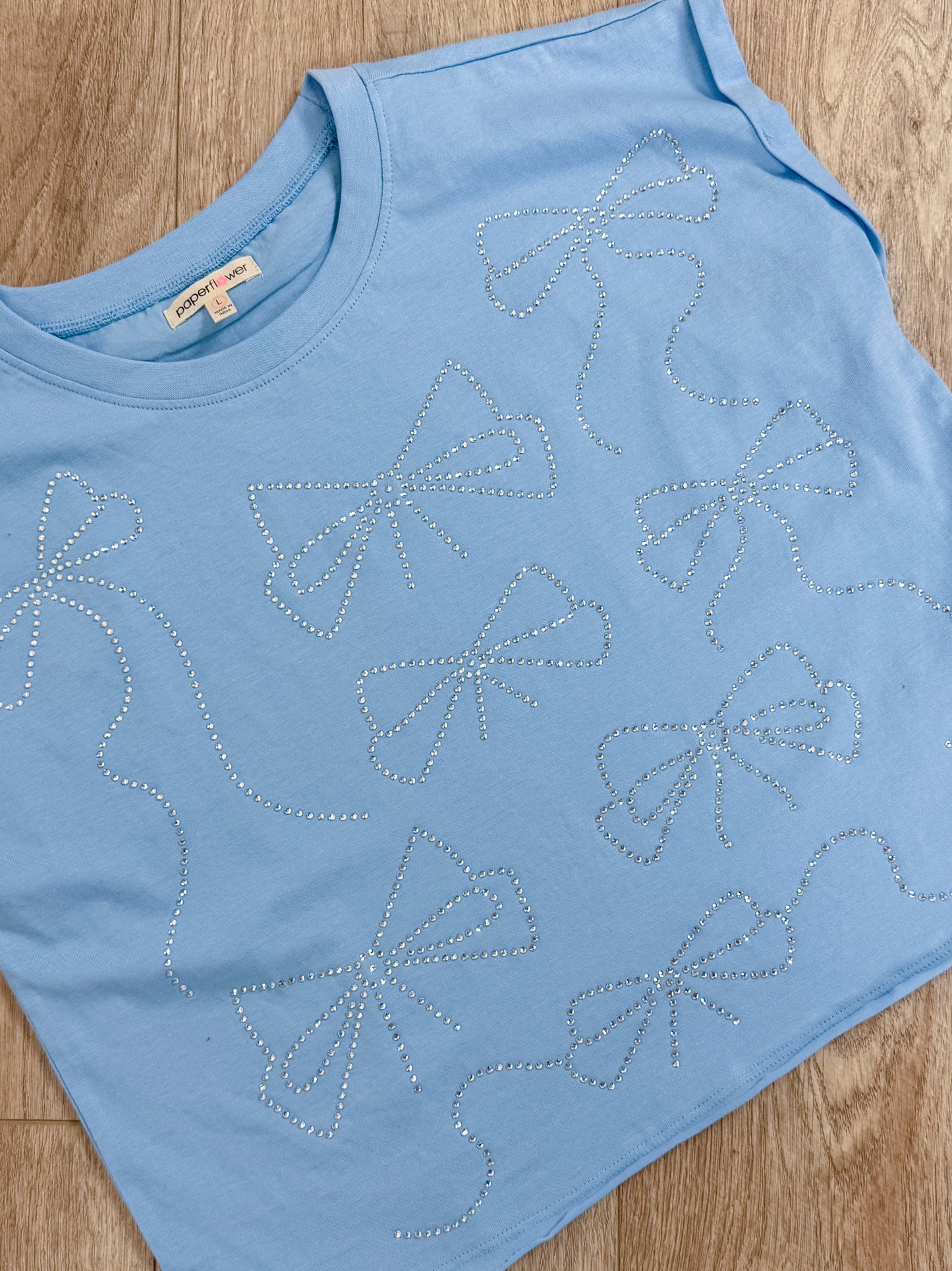 Rhinestone Dolman Bow Top
