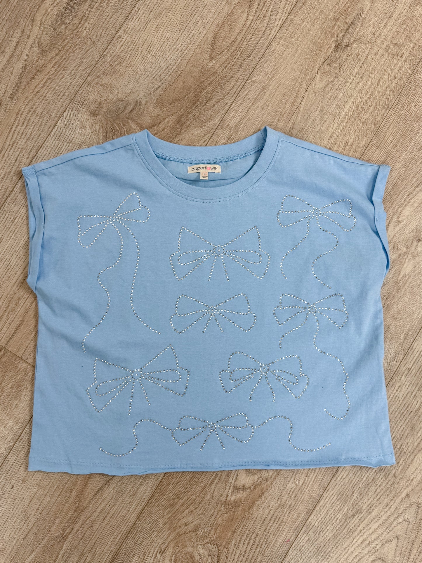 Rhinestone Dolman Bow Top