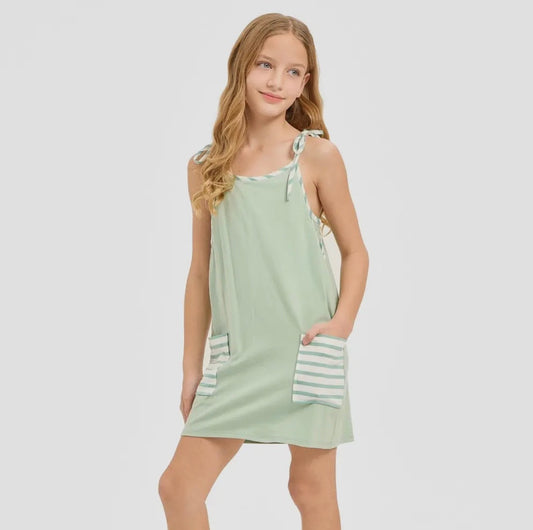 Sage Tank Romper Dress With Lining