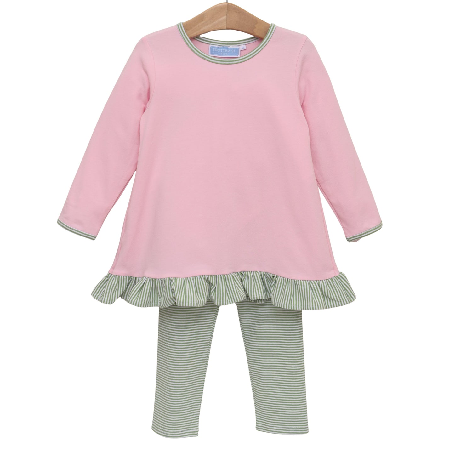 Mila Pant Set- Green Stripe/Light Pink