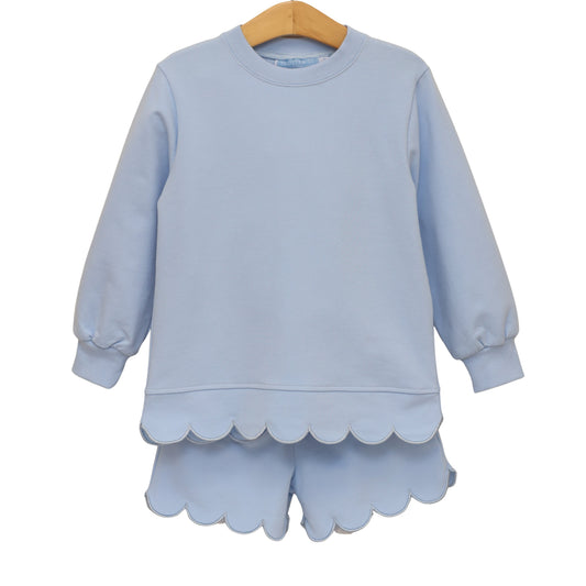 Sophia Scalloped Set, Light Blue