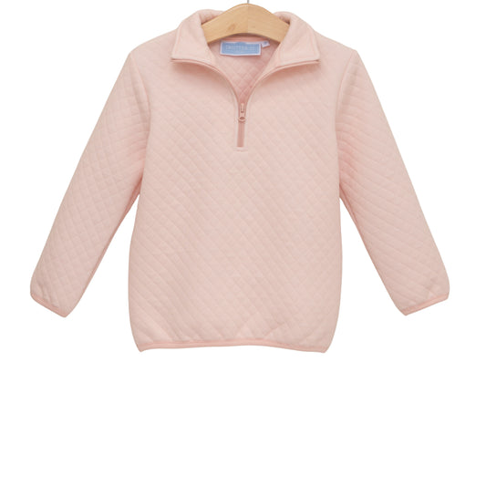 1/4 Zip Quilted Pullover Light Pink
